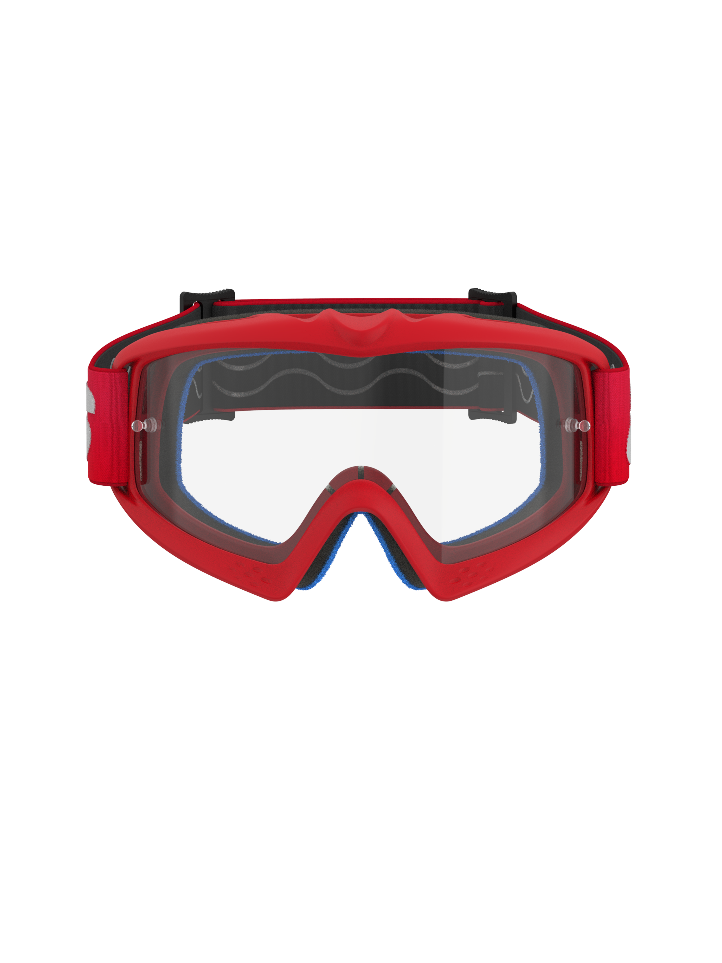 Lunettes Alpinestars Vision Youth Blaze, rouge et transparent, lunettes de motocross pour enfant dotées d'une monture en uréthane flexible, écran en polycarbonate antibuée avec supports pour tear-off, vue de face pour la performance en course tout-terrain