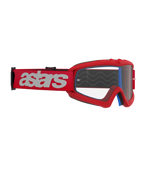 Lunettes Alpinestars Vision Youth Blaze, lunettes de motocross, rouge et transparent, bandeau rouge avec logo astars blanc, lunettes de course spécifiques pour enfants avec lentille en polycarbonate anti-buée