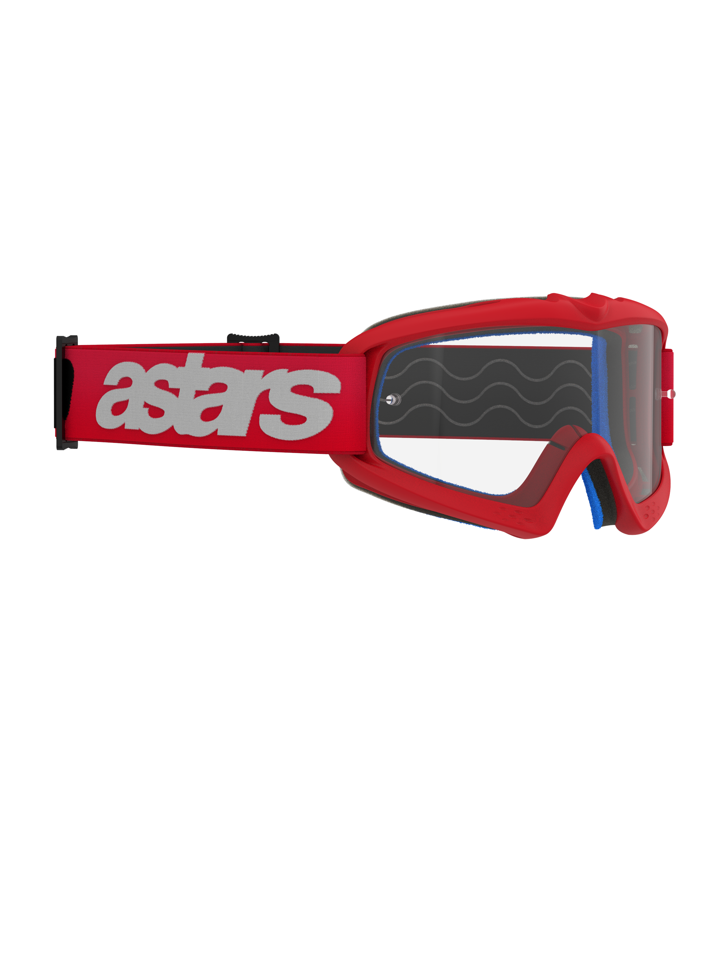 Lunettes Alpinestars Vision Youth Blaze, lunettes de motocross, rouge et transparent, bandeau rouge avec logo astars blanc, lunettes de course spécifiques pour enfants avec lentille en polycarbonate anti-buée