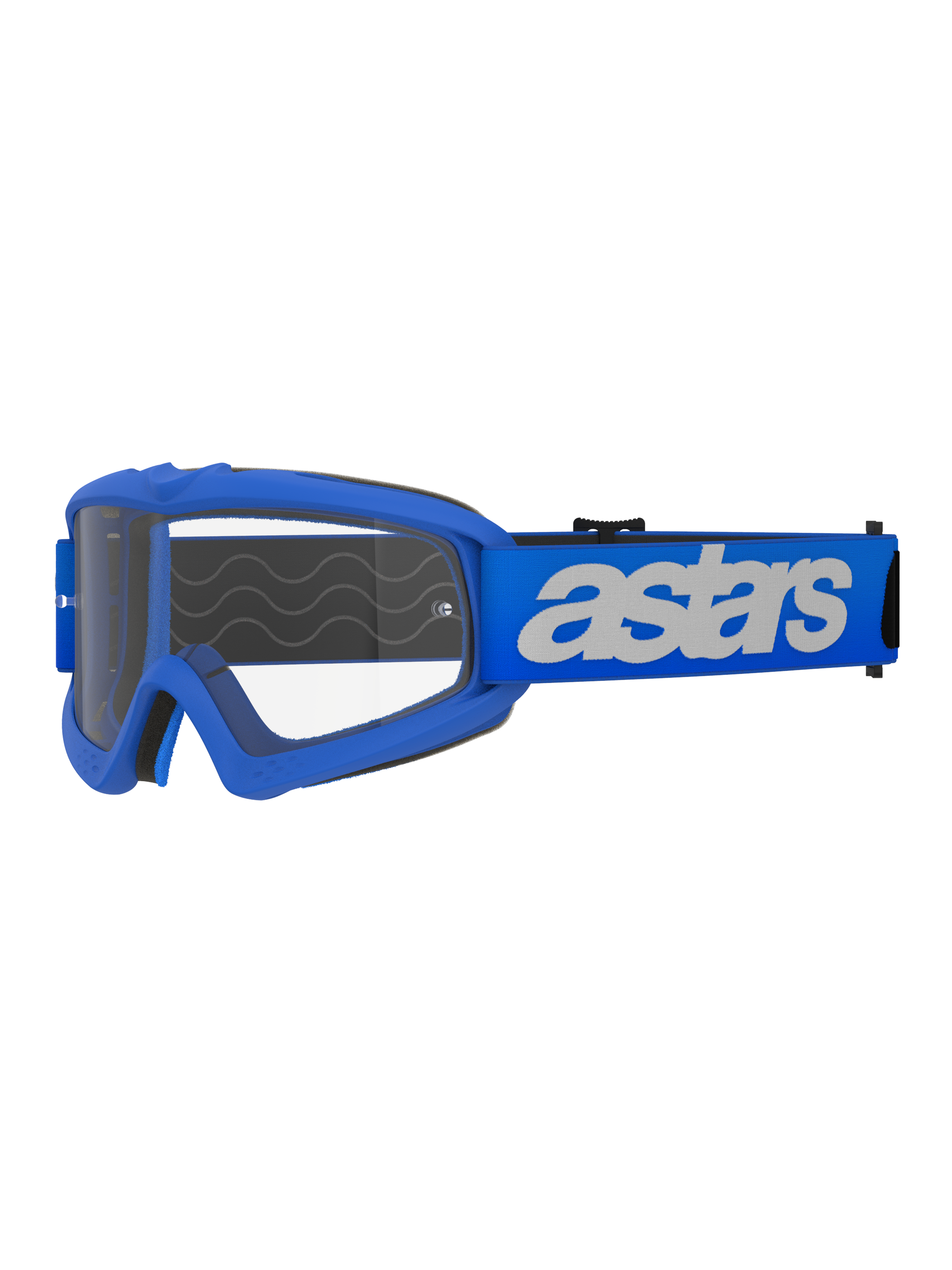 Alpinestars Vision Youth Blaze Goggles, Motocross- und Off-Road-Brille, blauer Rahmen und Band mit weißem Astars-Logo, klare Polycarbonat-Linse, jugendspezifische Passform für kleinere Helme, strapazierfähige Schutzbrille für den Rennsport