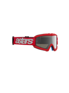 Alpinestars Vision Youth Blaze Brille, Motocross-Brille, Rot mit silber verspiegelten Gläsern, rotes gewebtes Band mit weißem Astars-Branding, kompakter Urethan-Rahmen speziell für junge Fahrer, Augenschutz für den Offroad-Rennsport
