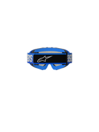 Alpinestars Vision Youth Blaze Goggles, motorcrossbril, blauw, achteraanzicht met blauwe geweven band met witte Alpinestars-branding en zwarte centrale logoplaat, blauwe schuimvulling, ontworpen voor off-road racing voor de jeugd