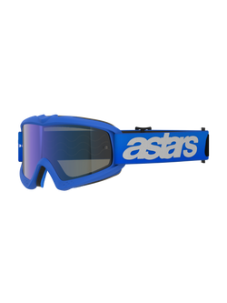 Alpinestars Vision Youth Blaze Goggles, Motocross-Brille, Blue Mirror Blue, blauer Rahmen mit blau verspiegelter Anti-Beschlag-Linse, verstellbares blaues Band mit weißem „astars“-Logo, spezialisierte Schutzbrille für junge Fahrer