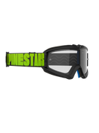 Alpinestars Vision Youth Hollow Goggles, motorcrossbril, antraciet en fluogeel, heldere lens, zwarte band met opvallende fluogele Alpinestars-branding, hoogwaardige beschermende eyewear voor jonge rijders
