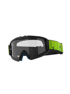 Alpinestars Vision Youth Hollow Goggles, motorcrossbril, antraciet frame met heldere anti-condens lens, zwarte band met opvallende fluorgele branding, blauw binnenschuim, ontworpen voor jonge rijders in de off-road racerij