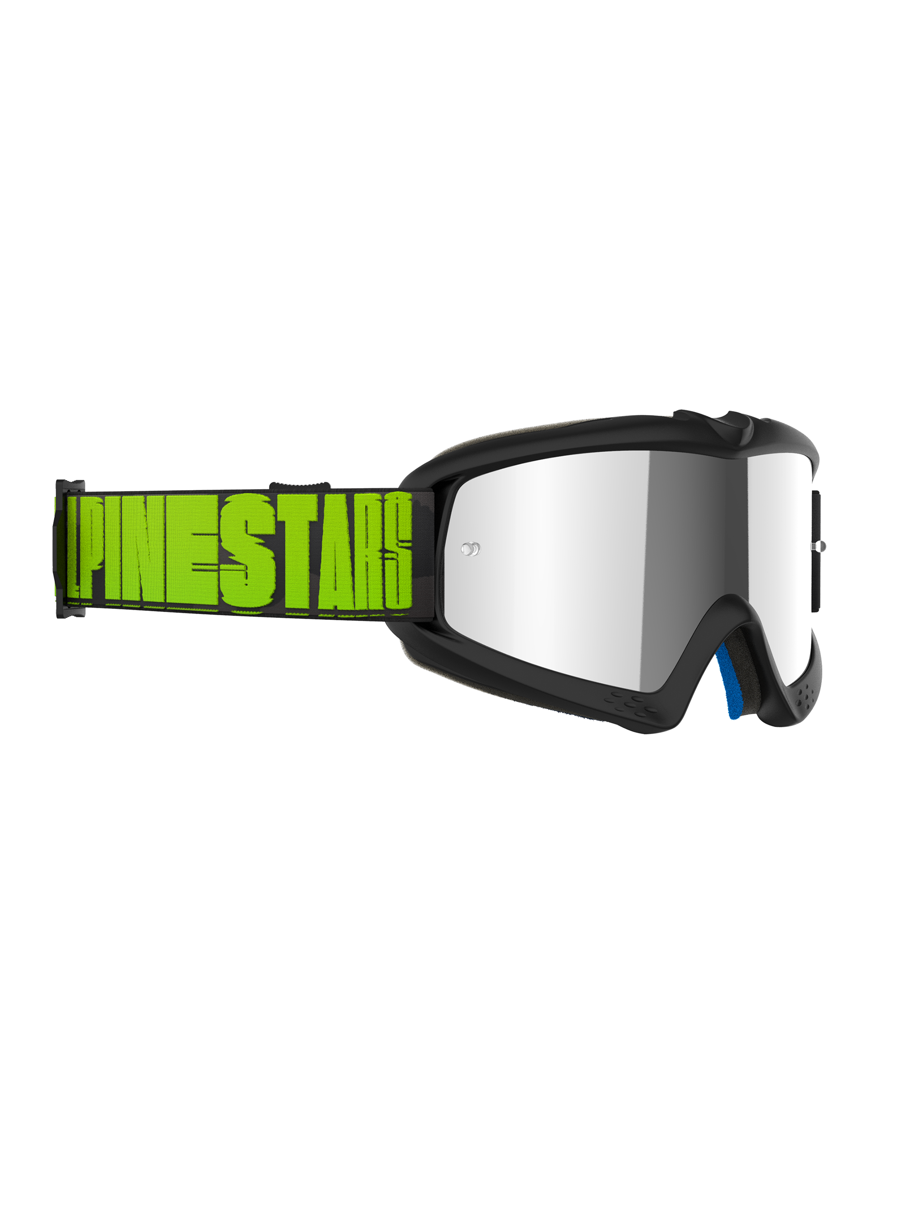 Alpinestars Vision Youth Hollow Goggles, Jugend-Motocross-Brille, anthrazitgrauer Rahmen mit silber verspiegeltem Glas, neongelbes und schwarzes Band mit auffälligem Alpinestars-Branding, professioneller Augenschutz für den Offroad-Rennsport