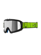 Alpinestars Vision Youth Hollow Goggles, Jugend-Motocross-Brille, Anthrazit und Neongelb, silber verspiegeltes Glas, schwarzes Brillenband mit auffälligem neongelbem Alpinestars-Logo, blaue Innenpolsterung, spezielle Passform für jugendliche Fahrer