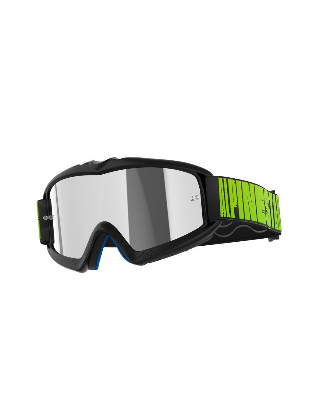 Alpinestars Vision Youth Hollow Brille, Jugend-Motocross-Brille, Anthrazit und Fluo-Gelb, mit Mirror-Silver-Glas, schwarzes Band mit leuchtend gelbem Branding, Hochleistungs-Schutzbrille für jugendliche Offroad-Fahrer