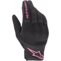 Alpinestars Stella Copper dameshandschoenen, urban motorhandschoenen, zwart en fuchsia, voorzien van ademend mesh-textiel met bedekte harde knokkelbescherming, roze Alpinestars-branding op de wijsvinger en manchet