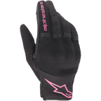 Alpinestars Stella Copper dameshandschoenen, urban motorhandschoenen, zwart en fuchsia, voorzien van ademend mesh-textiel met bedekte harde knokkelbescherming, roze Alpinestars-branding op de wijsvinger en manchet