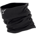 Alpinestars Halswärmer, schwarzer Fleece-Schlauchschal, weiß gesticktes Stern-Logo, doppellagige isolierende Konstruktion für Windschutz, Motorrad-Base-Layer für kaltes Wetter