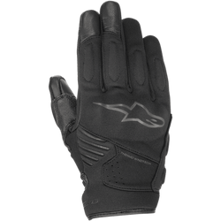Alpinestars Faster Gloves, Black Motorcycle Gloves, featuring the Alpinestars star logo and Thermo Windtech branding, reinforced knuckle and finger padding, multi-material urban riding design
