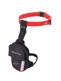 Sacoche de cuisse Alpinestars Access, sac de cuisse pour moto, noir, rouge et blanc, avec sangle de taille rouge réglable et boucle à dégagement rapide, sangle de cuisse noire, logo Alpinestars sur le rabat, et panneaux réfléchissants blancs avec accents rouges pour la visibilité