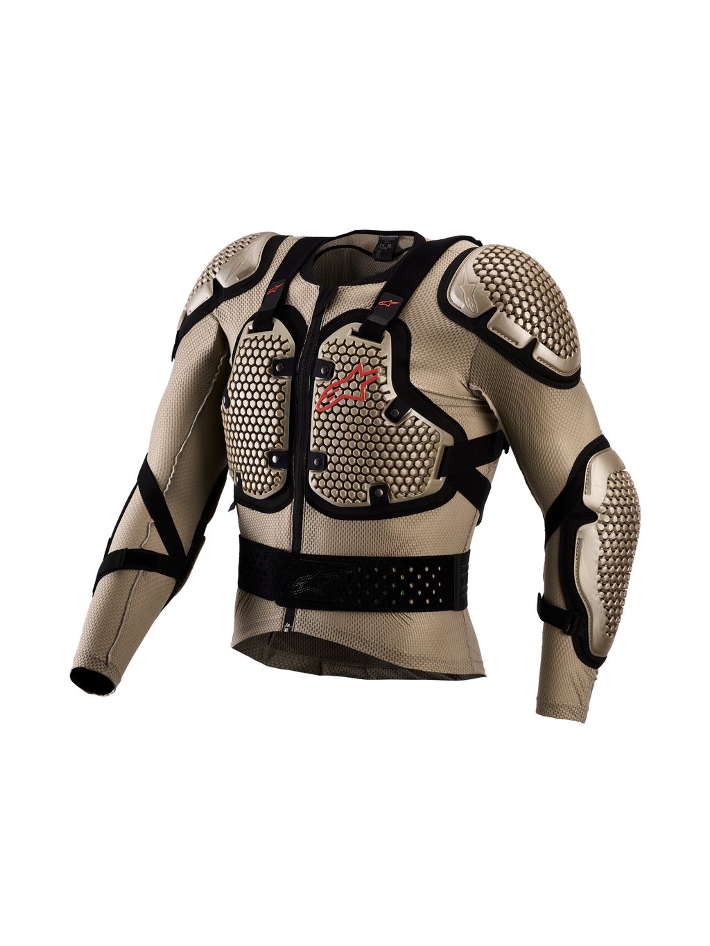 Alpinestars Bionic Action V3 beschermjas, aluminium en zwarte motorcross-lichaamsbeschermer met ademend stretchgaas.