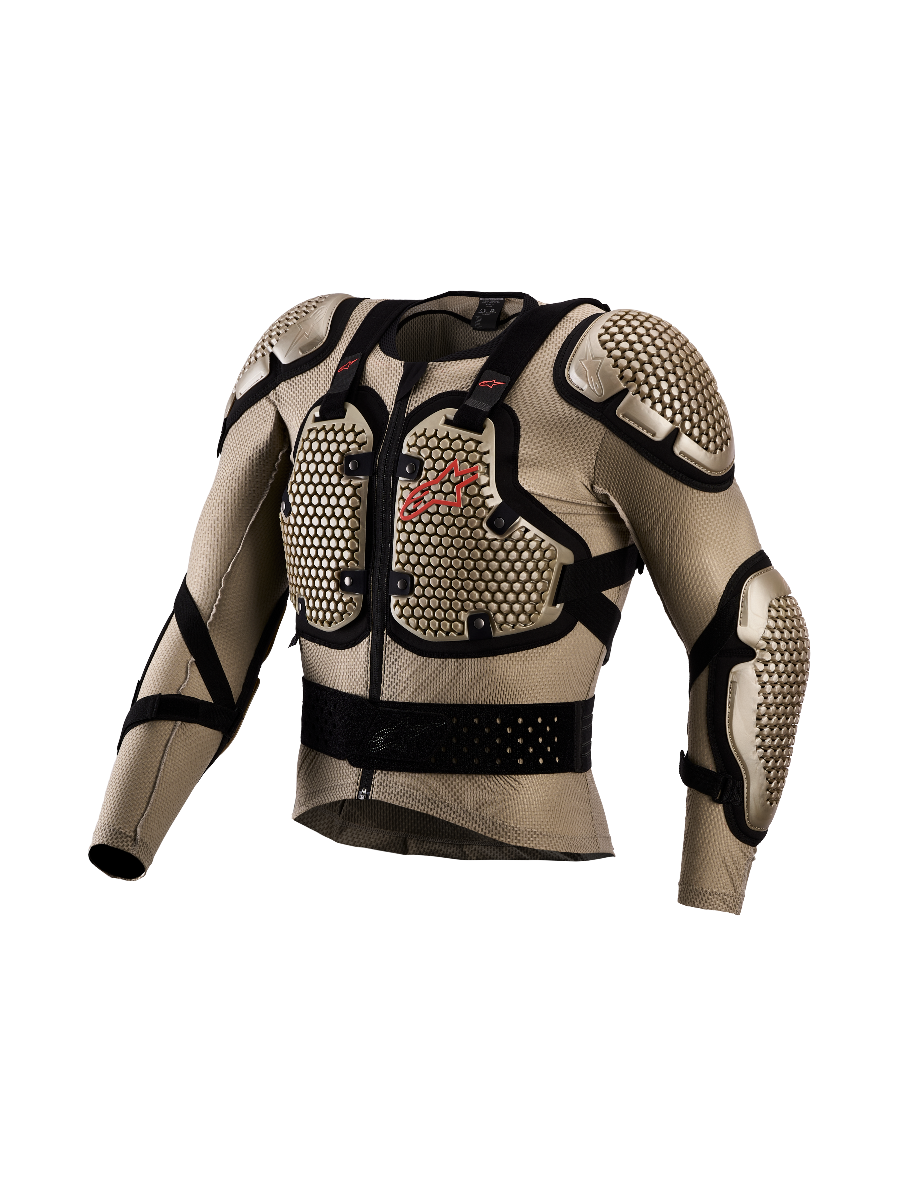 Alpinestars Bionic Action V3 beschermjas, aluminium en zwarte motorcross-lichaamsbeschermer met ademend stretchgaas.