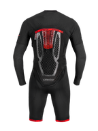 Tech-Air 10 V2 Race Airbag-System in Schwarz mit integriertem Waben-Rückenprotektor und roten Rennakzenten.