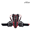 Alpinestars Nucleon KR-3 rugbeschermer, CE-gecertificeerde motorrug- en ribbescherming in rookzwart en rood, met rasterstructuurschaal, verstelbare schouderbanden en lendengordel