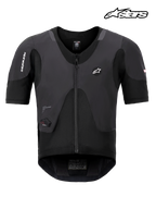 Alpinestars Tech-Air® 5 Plasma Systeem, motorairbag onderbroek of onderjas, zwart, CE-gecertificeerde bescherming voor het bovenlichaam met ademend monolaags stretch-mesh en geïntegreerde Nucleon PLASMA rugbeschermer, vooraanzicht