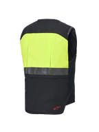Alpinestars Tech-Air® 3 V2 System, Motorcycle Airbag Vest, Rear View, Black and Yellow Fluo, featuring high-visibility yellow upper back panel with reflective horizontal strip and red logo detail