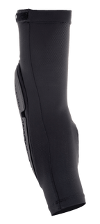 Alpinestars Bionic Flex Elbow Protector, Motocross Elbow Guard, Black, side profile view, breathable stretch mesh sleeve, ergonomically profiled protector plate, slip-on design for impact protection