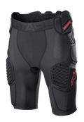 Alpinestars Bionic Pro Protection Shorts, Motocross-Protektorenshorts, Schwarz und Rot, mit gepolstertem Hüft- und Oberschenkelschutz, atmungsaktives Mesh-Gewebe, elastischer Bund mit rotem ASTARS-Logo, technisches Design für Offroad-Aufprallschutz