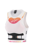 Alpinestars Stella Plasma Chest Protector, Women's Motocross Protective Vest, White with Orange and Pink Gradient Logo, Breathable Mesh Construction with Adjustable V-Belt Straps, Ergonomic Off-Road Body Armor