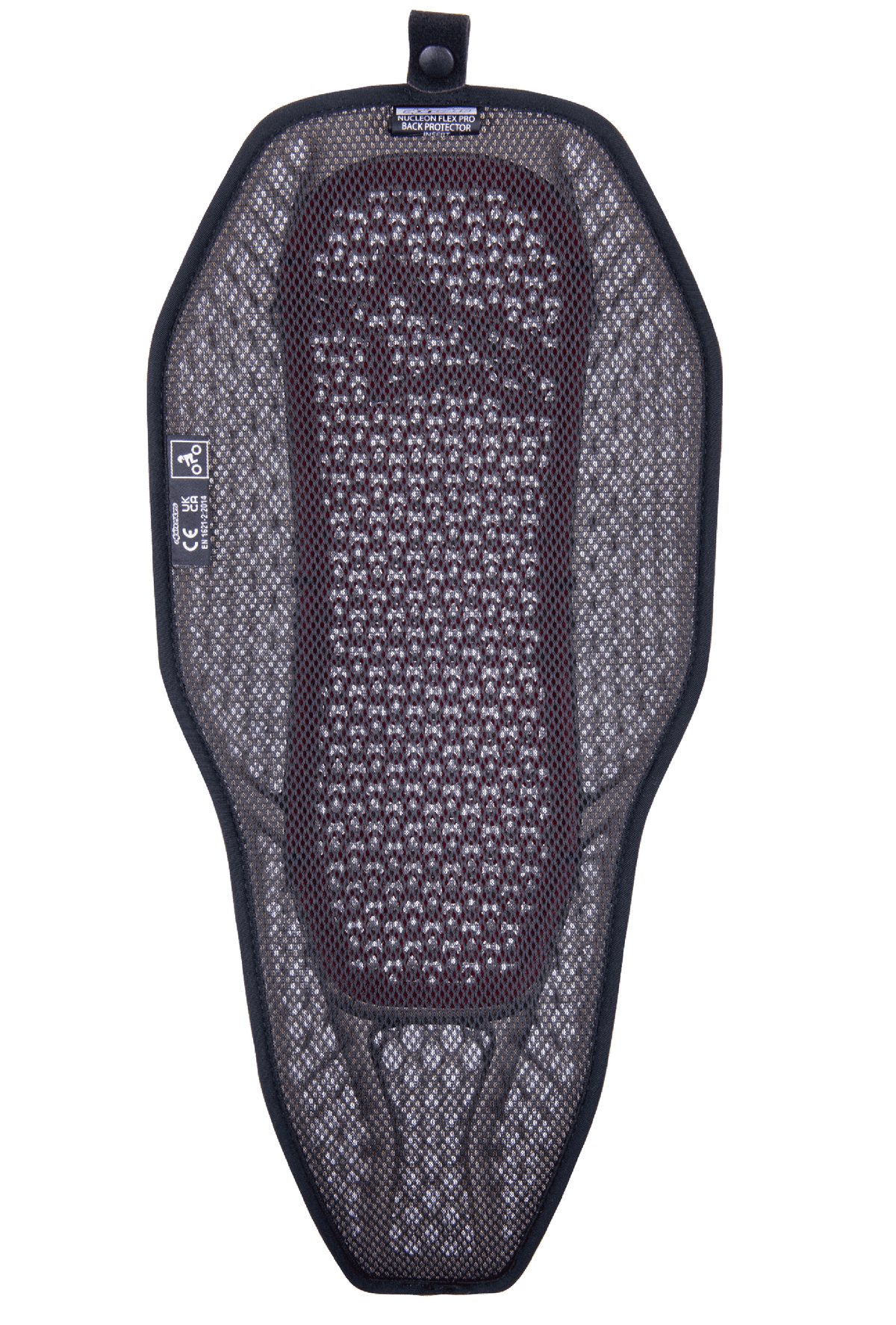 Alpinestars Nucleon Flex Proi Volledige Rugbeschermer Inzetstuk, motorrugbeschermer, Transparent Smoke Red, grijze 3D mesh voering met zichtbare rode kern, zeer geventileerd hybride ontwerp met een drukknoop voor jasintegratie