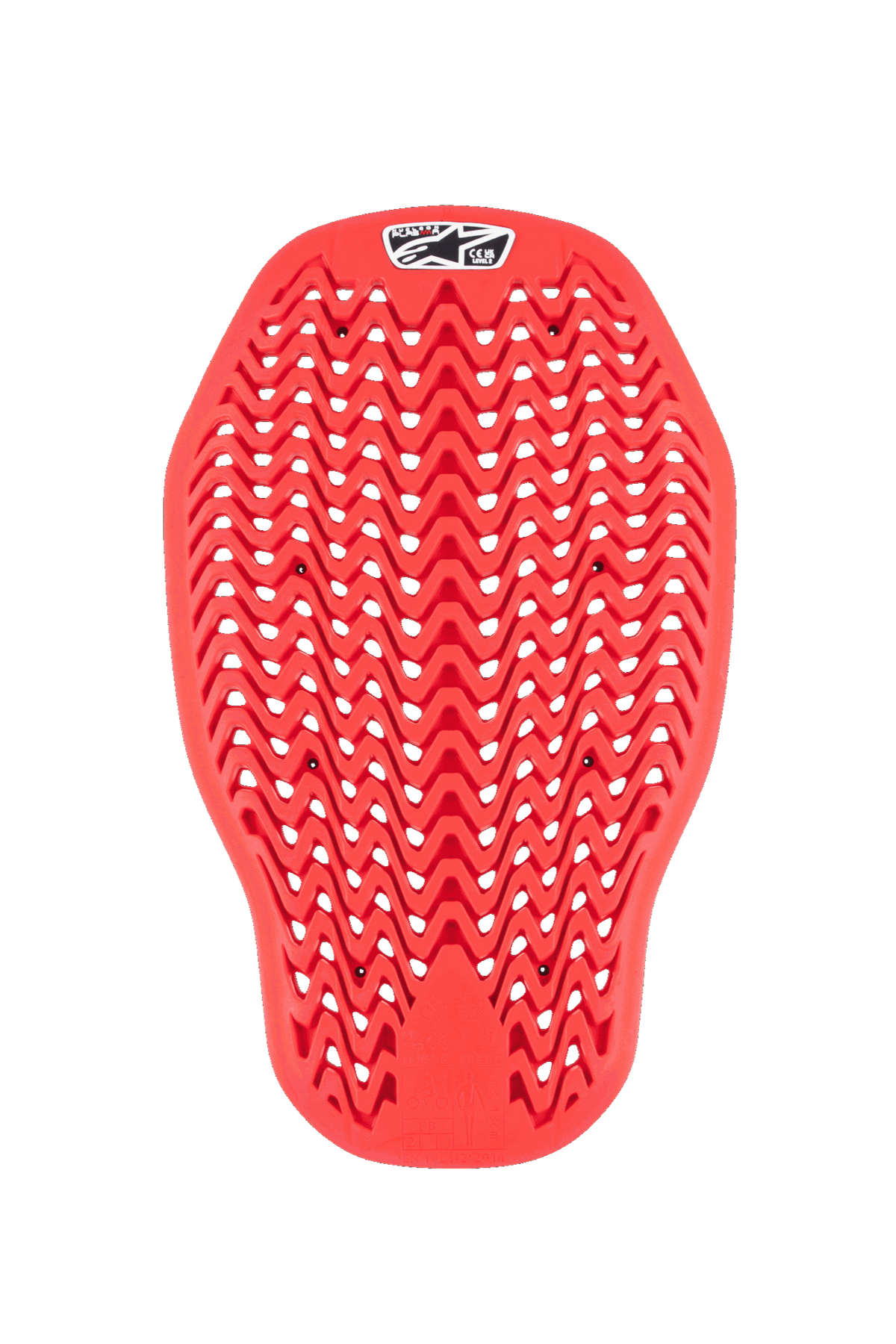 Alpinestars Nucleon Plasma Back Protector Insert, protection dorsale rouge pour moto, design en zigzag avec ventilation, absorption des chocs, construction texturée moderne