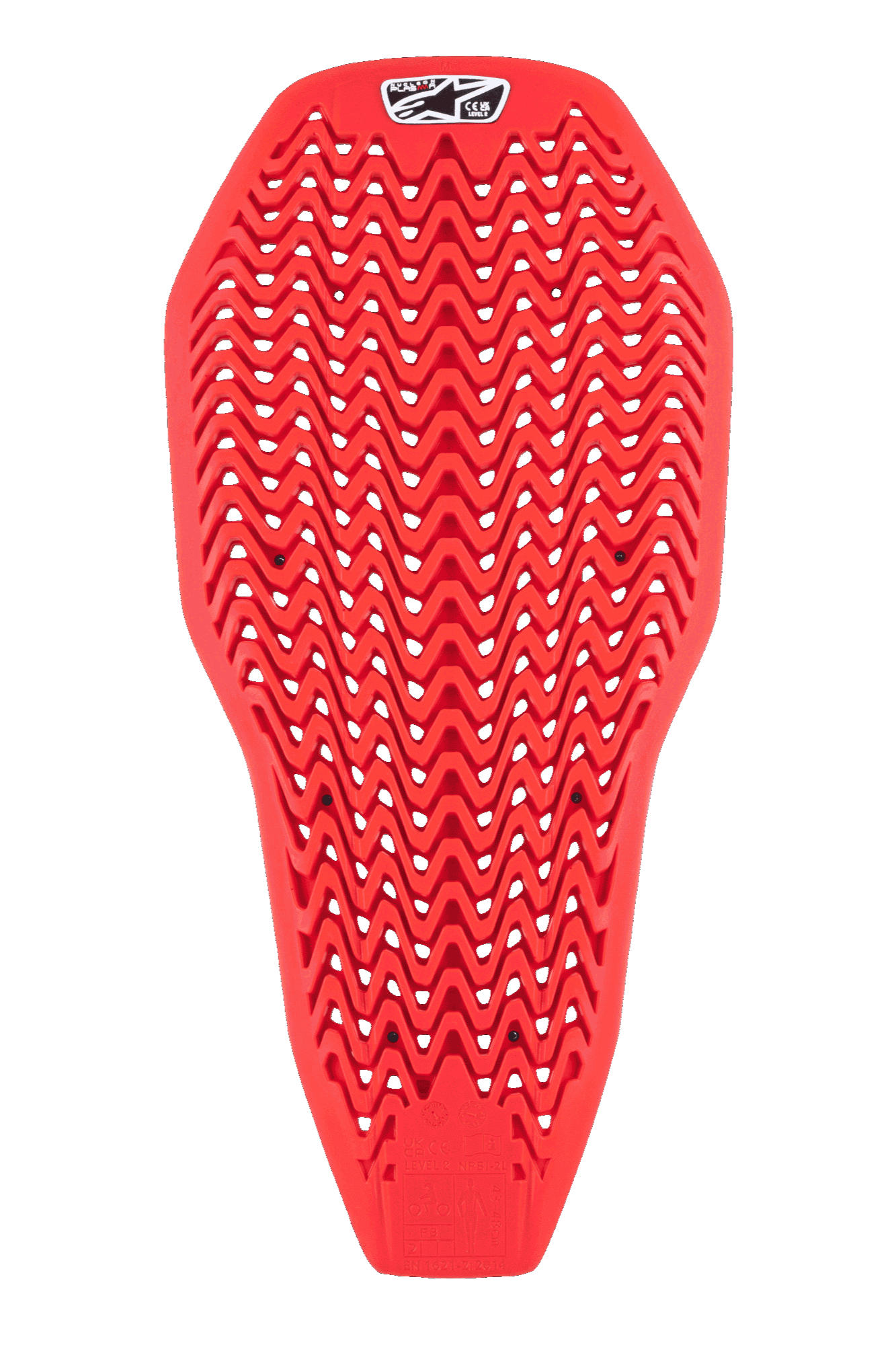 Alpinestars Nucleon Plasma Full Back Protector Insert, rood, motorrugbescherming met een geperforeerd zigzagpatroon, lichtgewicht en flexibel ontwerp voor ventilatie, schokabsorberende beschermende insert