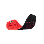 Alpinestars Nucleon Plasma Full Back Protector Insert, Red and Black, flexible curved position showcasing cellular perforated design, wavy impact-absorbing structure, breathable motorcycle protection gear