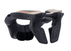 Alpinestars Youth Neck Support, motorcross nekbeschermer, zwart met oranje accenten en wit logo, geïnjecteerd polymeerframe met EVA-schuimvulling, ontworpen voor de veiligheid van jeugdrijders tijdens off-road racen