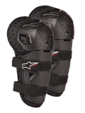 Alpinestars Bionic Action Kickstart kniebeschermers, motocross knie- en scheenbeschermers voor de jeugd, zwart met rood KICKSTART-logo, gearticuleerde kunststof schaal en dubbele elastische banden, beschermende uitrusting voor jonge off-road rijders
