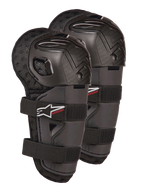 Alpinestars Bionic Action Kickstart kniebeschermers, motocross knie- en scheenbeschermers voor de jeugd, zwart met rood KICKSTART-logo, gearticuleerde kunststof schaal en dubbele elastische banden, beschermende uitrusting voor jonge off-road rijders