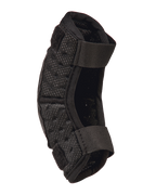 Alpinestars Youth Bionic Action Kickstart Elbow Guard, Black motocross elbow protector, profile view showing double elasticated straps and flexible perforated padding, durable off-road protective gear for kids