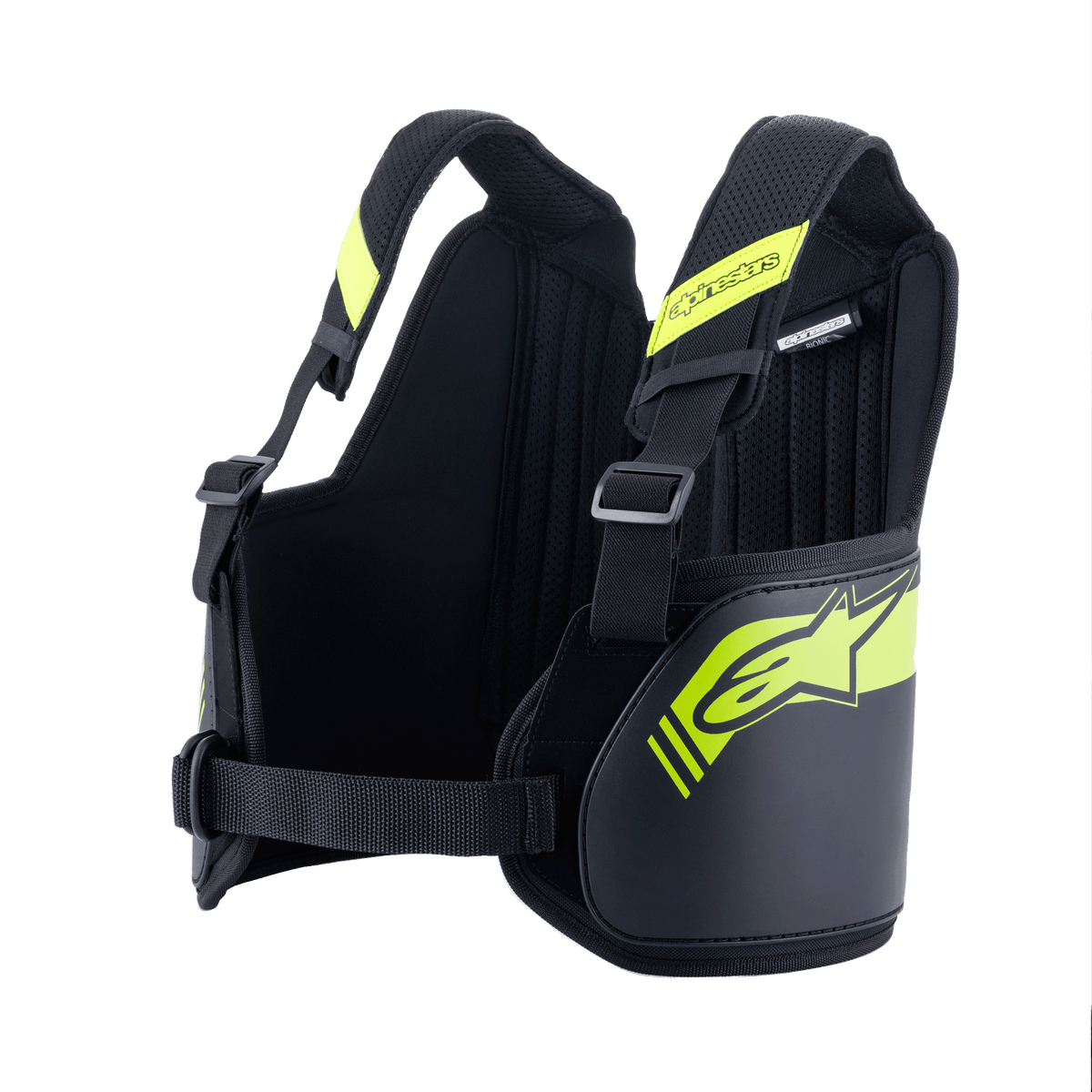 Alpinestars Youth Bionic Rib Support, kart ribbeschermer, zwart en neongeel, verstelbare schouderbanden en achterpaneel, ergonomische beschermers met dubbele dichtheid en glasvezelkern, ademende 3D-mesh voering, karting veiligheidsuitrusting voor de jeugd