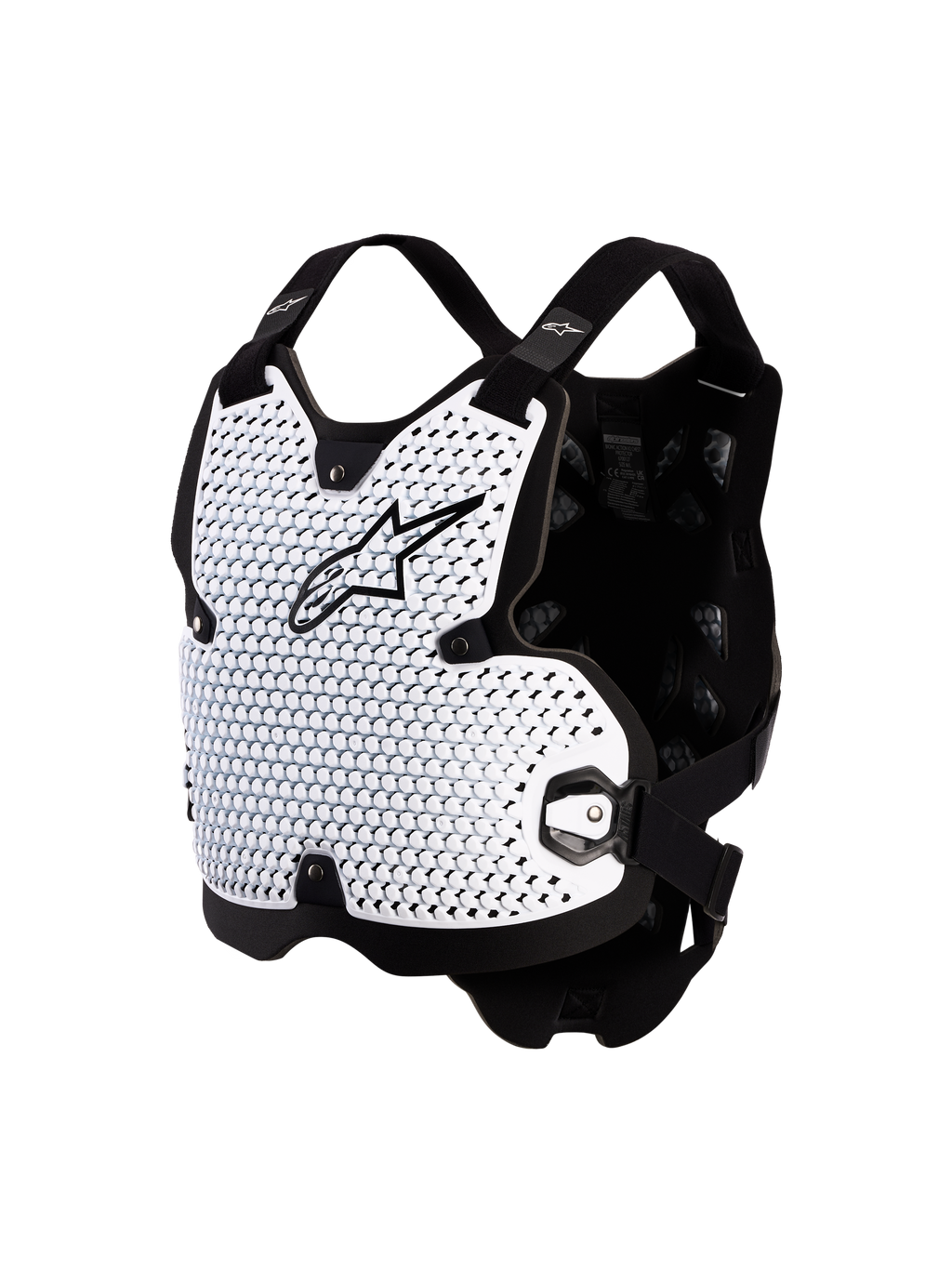 Alpinestars Bionic Action borstbeschermer, motorcross, wit en zwart, geventileerde CE Level 1 A-Morph Technology.