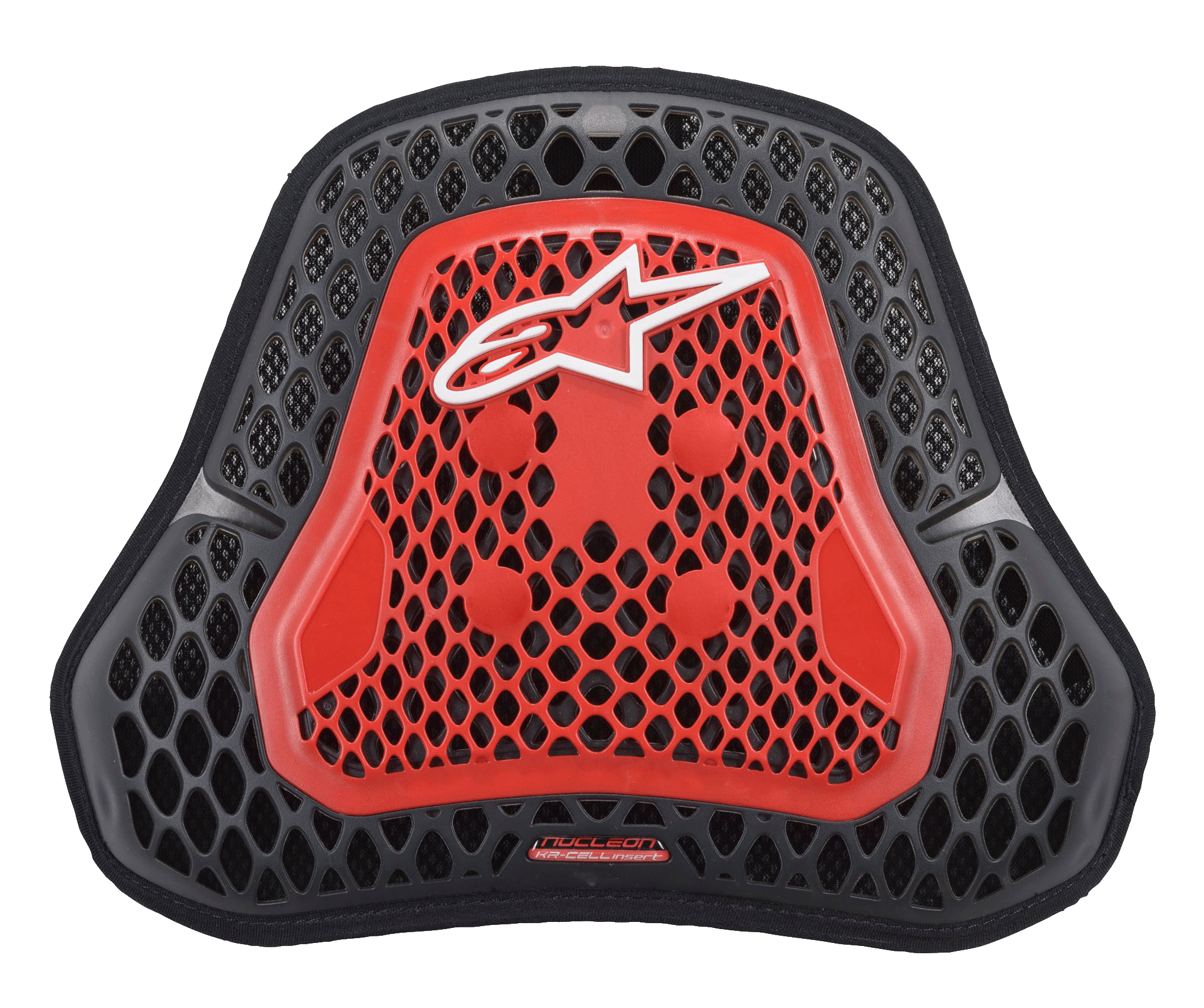 Alpinestars Nucleon KR Cell Cir protector, motorfiets borstbeschermer, transparant smoke rood en zwart, honingraat CELL-structuur, wit Alpinestars-logo, lichtgewicht geventileerde borstbescherming