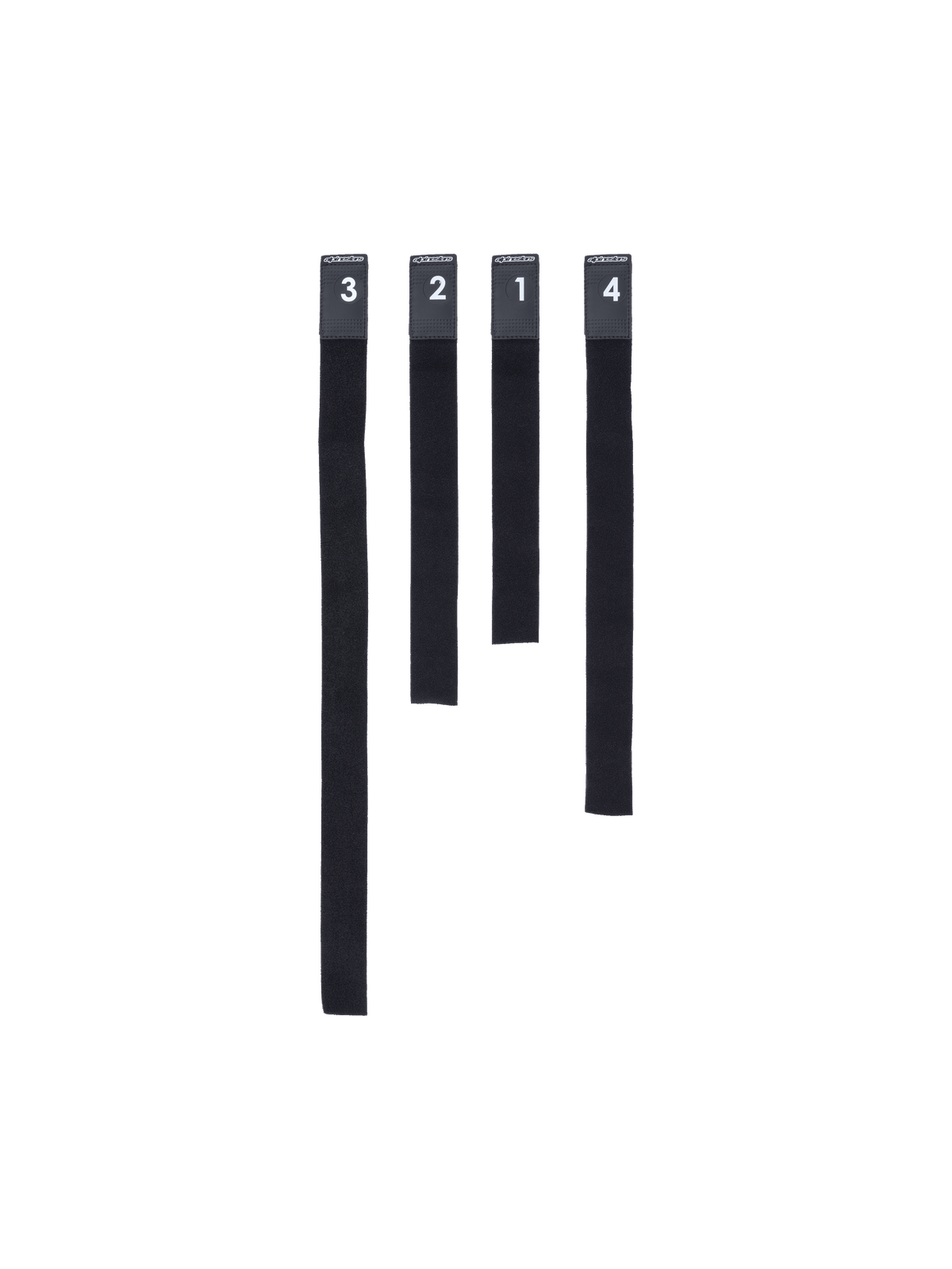 Alpinestars Courroie Bionic 10 7, jeu de quatre courroies numérotées de rechange pour genouillère, noires