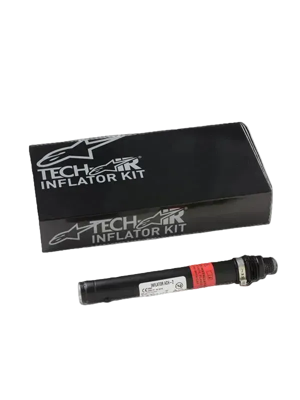 Alpinestars Tech-Air® 3 V2 Airbag-System Ersatzkartusche, Tech-Air Typ III Inflator-Kit, einzelne schwarze Argon-Gaspatrone mit weißem Etikett und rotem Warnstreifen, schwarze Markenverpackung, wichtiges Wartungszubehör für Motorrad-Airbags