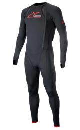 Alpinestars Tech-Air 10 Race, sous-couche longue pour homme, noire et rouge vif, avec maille respirante pour la course.