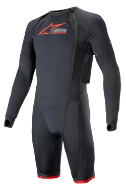Alpinestars Sous-couche Technique du Système Tech-Air®, sous-combinaison moto noire et rouge, coupe compressive et mesh.