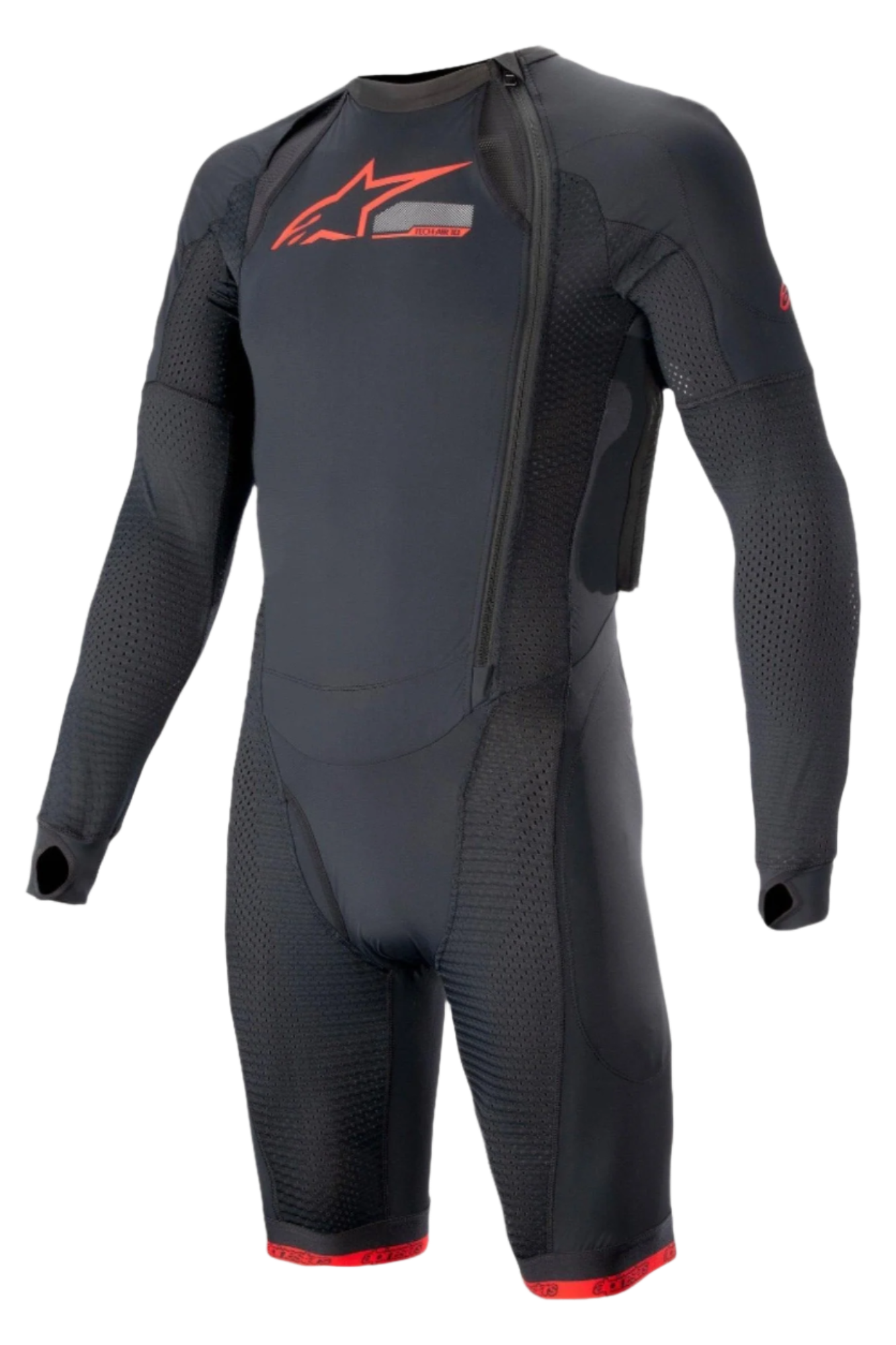 Alpinestars Tech-Air® System Basisschicht, Herren-Motorrad-Unteranzug, Schwarz und Rot, Mesh-Einsätze und Kompressionspassform.