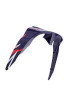 Alpinestars Supertech R10 Flyte Standaard Spoiler, helm-accessoire, paars rood glanzend, aerodynamisch gebogen ontwerp met rode en witte graphics, glanzende afwerking, officieel vervangingsonderdeel