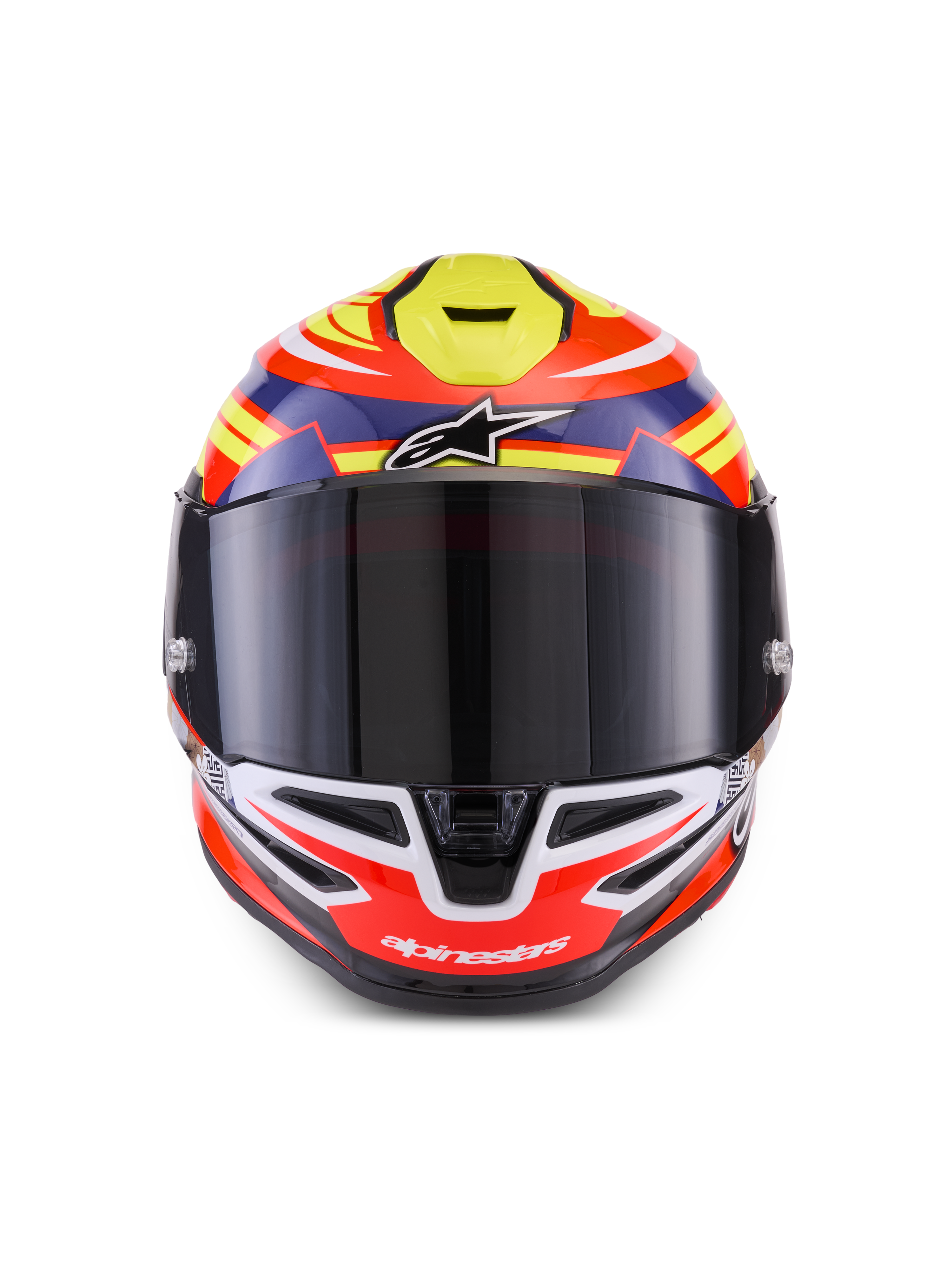 Alpinestars S-R7 Taiyo Furusato Helmet ECE 22.06, full face motorcycle racing helmet, Red, White, Blue, and Yellow Glossy, ECE Certified carbon construction