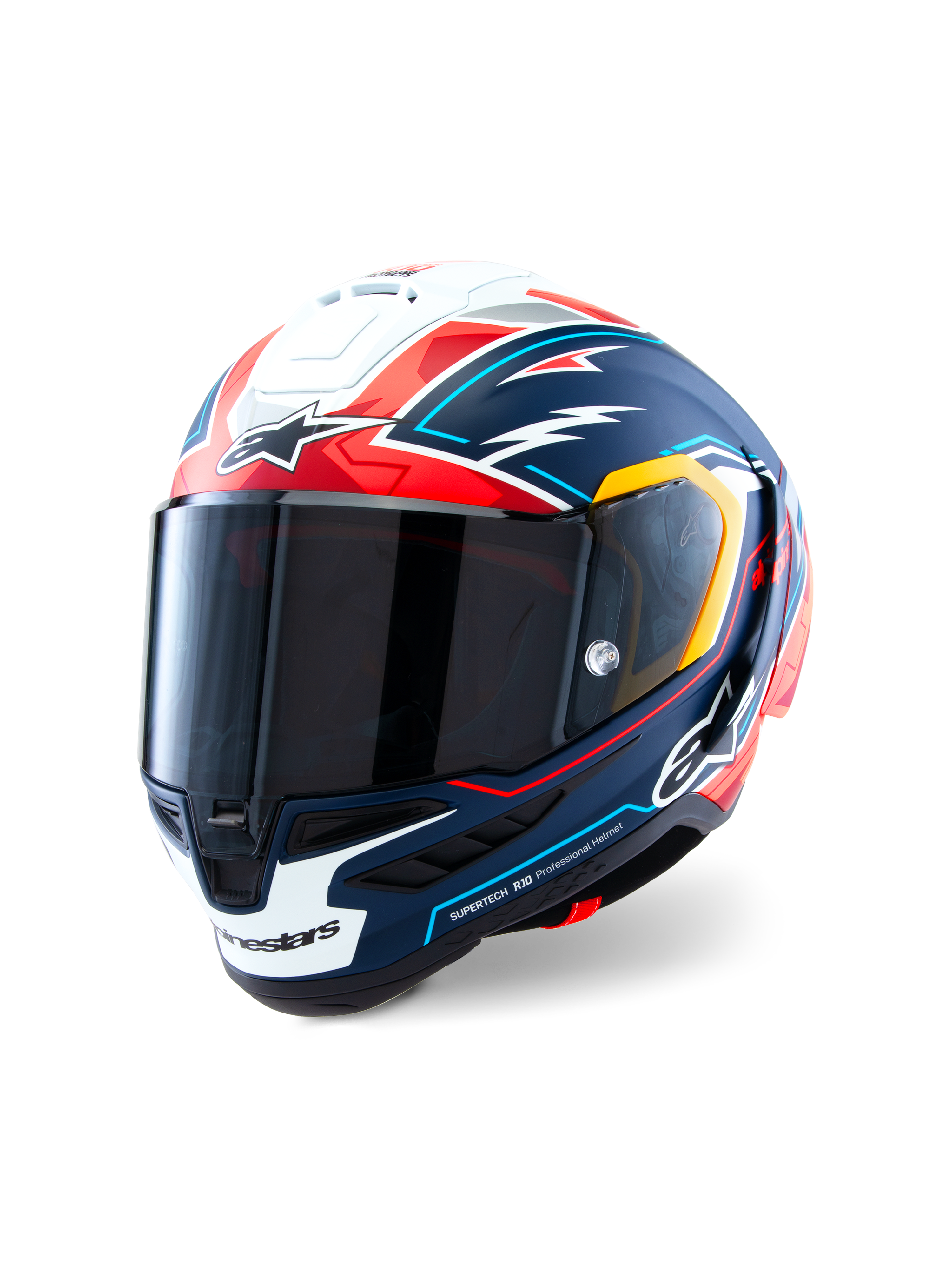 Alpinestars Supertech R10 Acosta Limited Edition Helmet, Motorcycle Racing Helmet, Blue Red White Matt, ECE and FIM certified carbon composite construction with Optical Class 1 visor