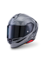 Alpinestars S-R7 Solid Helm, Integral-Motorradhelm, Grau Glänzend, mit dunkel getöntem Visier, aerodynamischer Schale mit integriertem Spoiler, Belüftungsöffnungen und schwarzem Alpinestars-Logo an der Seite