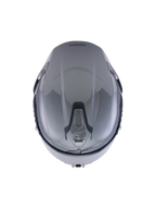Alpinestars S-R7 Solid Helm, Grau Glänzend, Draufsicht, Hervorhebung des aerodynamischen Schalendesigns und der integrierten, verschiebbaren Belüftungsöffnungen oben.
