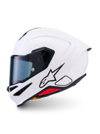 Alpinestars S-R7 Solid Helm, Integral-Motorradhelm, Weiß Glänzend, schlanke aerodynamische Schale mit integriertem Heckspoiler, klares Visier und mehrere Belüftungsöffnungen, Hochleistungs-Renn- und Sport-Schutzausrüstung