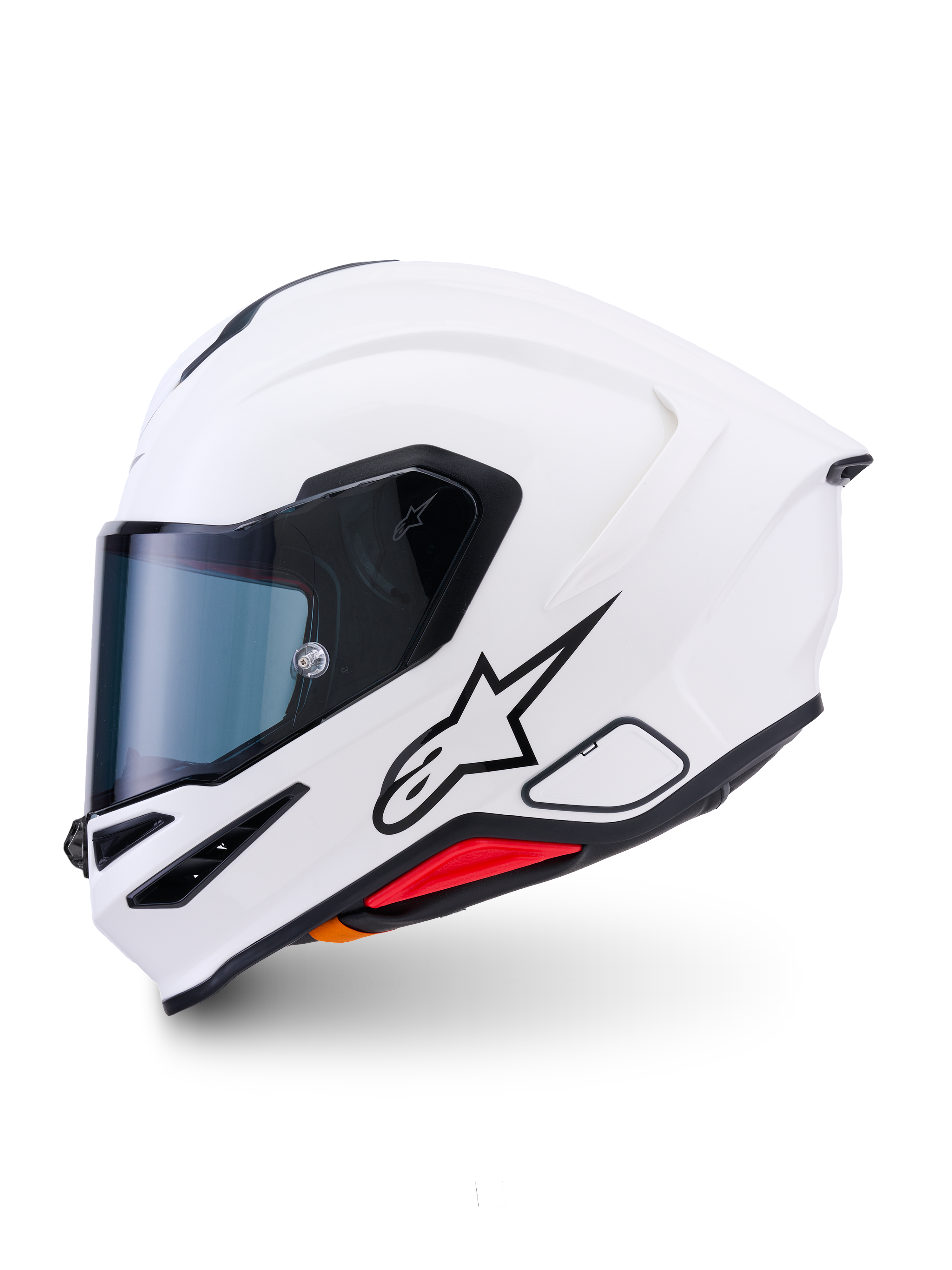 Alpinestars S-R7 Solid Helm, Integral-Motorradhelm, Weiß Glänzend, schlanke aerodynamische Schale mit integriertem Heckspoiler, klares Visier und mehrere Belüftungsöffnungen, Hochleistungs-Renn- und Sport-Schutzausrüstung