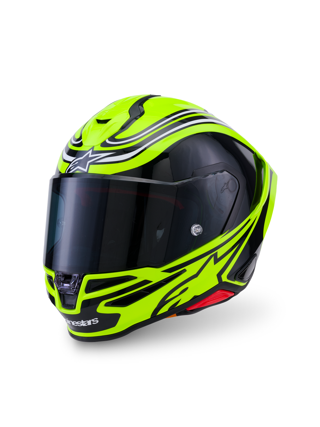 Alpinestars S-R7 Zeal Helmet, Full Face Motorcycle Racing Helmet, ECE 22.06 Certified, Yellow Fluo, Black and White, Carbon construction